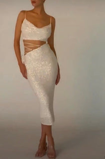 Sexy Cutout Midi Sequin Dress