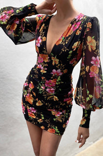 Kimberly Mini V-neck Floral Dress