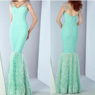 Feather Rhinestone  Gown